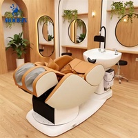 Fauteuil de lavage capillaire électrique design moderne avec fonction spa et massage pour salon de coiffure