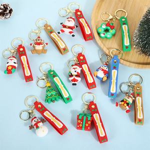 Fashion New PVC Elk Gingerbread Man <b>Key</b> <b>Chain</b> Rubber Keyring Accessories Cute Cartoon 3D Christmas Santa Keychain - Product Image 3