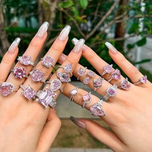 <b>Dainty</b> Pink S925 Silver 5A 8A Zirconia Wedding Engagement Bridal Promise Dress up Fine Jewelry <b>Rings</b> Jewelry Women - Product Image 4
