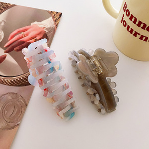 Pince à cheveux Qian Jin en acétate pour <span class=keywords><strong>femme</strong></span>, style européen et américain, 9,2 cm, rose vif, fleur de perle, strass, mariage, luxe, pour filles - Product Image 4