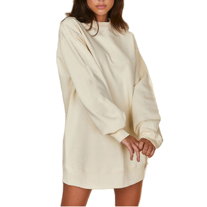 Robe pull oversize à col rond pour femme, couleur unie, manches longues, en coton tricoté, pour l'automne - Product Image 1