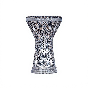 Auténtica Darbuka Gawharet El Fan Grey Star Geometric Standard de 22 cm, Pearl Doumbek - Product Image 1