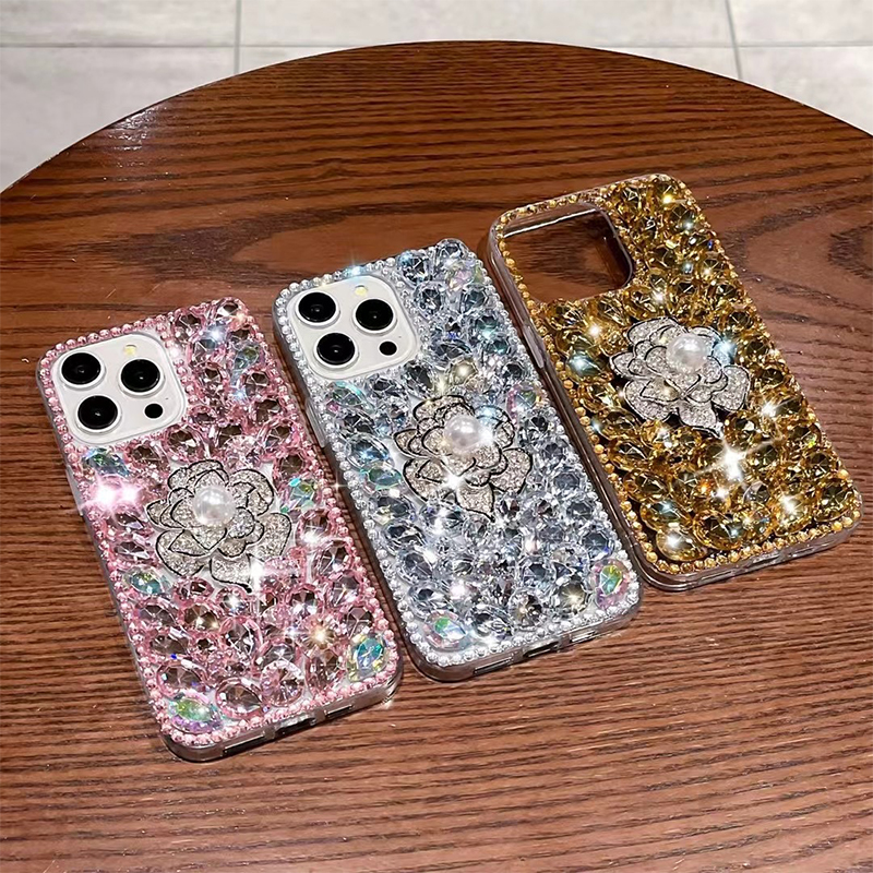 Losin Compatible With IPhone 14 Plus Bling Diamond Case For Women And Girls Fashion Luxury Crystal Rhinestones 3D Glitter Shiny Sparkly Gemstone Cute Heart Pattern Pearl Cover, Pearl Cover - View #7