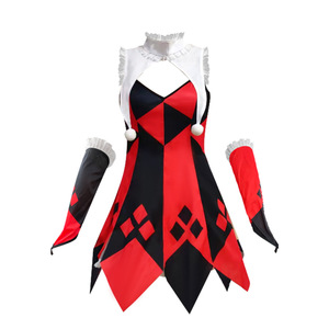Costume de Clown Yi Xiaoyi pour Femme, Robe à Carreaux Rouge et Noir avec Manches et Jupon, Tenue de Cosplay de Cirque pour Adulte pour Halloween - Product Image 5