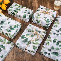 100 feuilles de papier de soie d'emballage cadeau à l'eucalyptus, recyclable, motif végétal, pour emballage, mariage, anniversaire, baby shower, artisanat