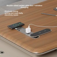 Bureau de direction avec lampe LED, meuble de rangement, design moderne, pour directeur général, superviseur, table et chaise haut de gamme, ambiance élégante
