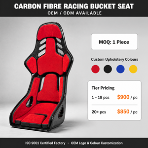 Asiento de Carreras Tipo Bucket de Fibra de Carbono JBR9031 Inspirado en la FIA |   Suede Rojo, Sim Rig y Track Day |   Arnés de 4/5/6 Puntos Compatible - Product Image 1