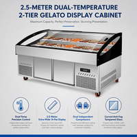 Vitrine professionnelle à 2 niveaux, double température, éclairage LED, facile à nettoyer, double compresseur, refroidissement direct, acier inoxydable commercial