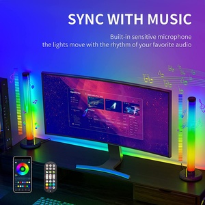 Barre lumineuse LED intelligente à synchronisation musicale RGBIC à 360 degrés, télécommande par application, décoration pour salle de jeu, lumière synchronisée avec la musique - Product Image 2