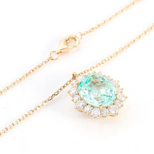 Collana in Zaffiro e Diamanti in Oro 10K, Collana con Gemme Coltivate, Gioiello Femminile di Alta Classe, Collana <span class=keywords><strong>Pallai</strong></span> Ba 14K, Gioielli Personalizzati - Product Image 3