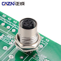 Conector Hembra/Macho M12 de Aleación de Zinc y Latón para PCB Automotriz, Tipo con Conexión a Tierra, Impermeable IP67, 2-17 Pines, Código B/D/A de 4 Pines, Montaje Trasero