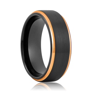 Bagues en tungstène à deux tons pour hommes, bijoux noir et Rose or - Product Image 1