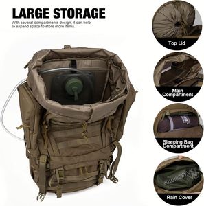 กระเป๋าเป้สะพายหลังแบบมีโครงในตัว รุ่น Factory 36-56L พร้อมผ้าคลุมกันฝน ทำจากโพลีเอสเตอร์ แฟชั่น กันน้ำ เหมาะสำหรับเดินป่า ตั้งแคมป์ และล่าสัตว์ - Product Image 4