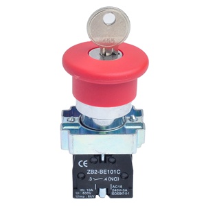 Botón de Paro de Emergencia XB2-BS142, Interruptor de 22mm 1NC con Cabeza de Champiñón, Selector de Llave IP65 para Control - Product Image 2
