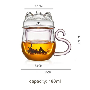 <span class=keywords><strong>Mug</strong></span> à thé en verre en forme de <span class=keywords><strong>chat</strong></span> mignon 480 ml, tasse <span class=keywords><strong>infuseur</strong></span> en verre borosilicate avec poignée queue de <span class=keywords><strong>chat</strong></span>, tasse à thé créative pour bureau et maison, cadeau - Product Image 3