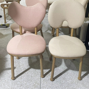 Disen เก้าอี้รับประทานอาหารสีชมพูรูปหัวใจ, เก้าอี้รับประทานอาหารนอร์ดิกสไตล์ไอศครีมสไตล์เรียบง่ายแบบนอร์ดิกยืดได้ด้านหลังเฟอร์นิเจอร์คุณภาพสูง - Product Image 5