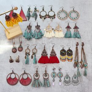 MoyaMiya Boucles d'oreilles pendantes ethniques bohèmes classiques faites à la main 60 + Multi Choice Tassel Design Vintage Thailand Holiday Style - Product Image 1