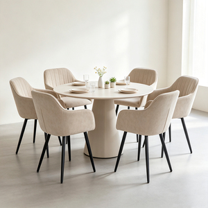 Chaise de salle à manger rembourrée moderne avec pieds en métal noir, assise en tissu, mobilier pour la maison - Product Image 6