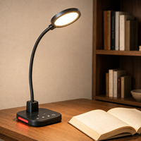 Lampe de bureau LED à intensité variable, lampe de lecture avec veilleuse rouge, 5 modes d'éclairage, contrôle sensible, minuterie 30/60 minutes