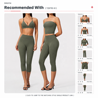 Ensemble de sport Dingtai pour femme : Soutien-gorge de sport rembourré à col en V et pantalon capri taille haute à effet galbant, brossé et à séchage rapide