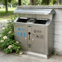 Poubelle extérieure moderne grande capacité en acier inoxydable 201, robuste et résistante aux intempéries, pour la décoration des rues commerciales