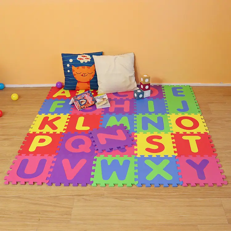 Tapis de sol à imprimés éducatifs avec alphabet, Puzzle en mousse EVA lavable et sécurisée, Durable