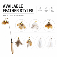 Bâton de chatouillage flexible en fil d'acier avec poignée en bois massif pour l'exercice actif des animaux de compagnie en intérieur, jouets interactifs pour chats