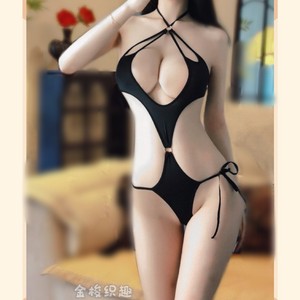Lencería sexy de tres piezas, body con tiras, malla negra transparente, disfraz de mujer 247 - Product Image 2