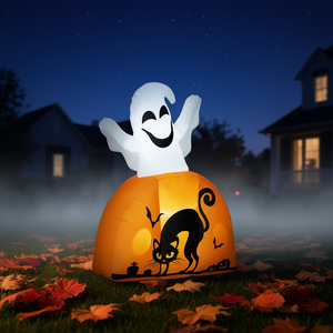 Decorazione Gonfiabile di Halloween a Forma di Fantasma e Zucca, Illuminata, in PVC, per Esterni e Celebrazioni Festive - Product Image 2