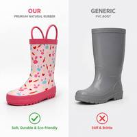 Bottes de pluie pour enfants à impression personnalisée, support OEM ODM, en caoutchouc naturel imperméable, motif lapin, pour la vente en gros et l'approvisionnement de marques