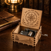 Boîte à musique en bois à manivelle personnalisée, gravée au laser, mouvement mécanique à 18 notes, cadeau souvenir personnalisé pour anniversaire, mariage
