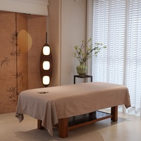 Drap plat pour table de massage en satin de coton 100% kaki, super doux et durable pour usage professionnel