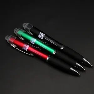 Stylo à bille personnalisé lumineux au laser Led avec poignée en caoutchouc-stylos à bille lumineuse personnalisés avec logo gravé personnalisé