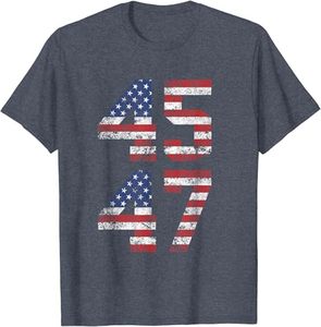T-shirt classique style drapeau américain vintage 45-47 col rond campagne électorale américaine pour adultes - Product Image 5