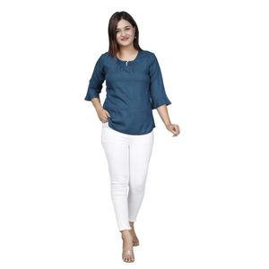 Blusa Moderna Informal para Oficina y Uso Diario, de Rayón para Mujer, con Mangas Tres Cuartos, Antiarrugas y Transpirable, Exportador Indio - Product Image 5