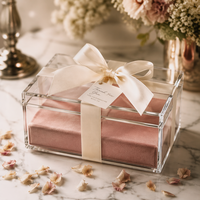 Boîte de présentation en acrylique transparente de qualité supérieure avec nœud en satin, présentoir cadeau en acrylique étanche pour exposition muséale et rangement de bijoux
