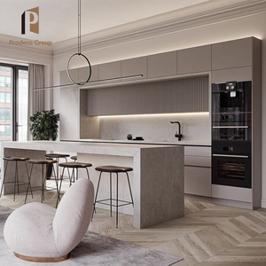 Hoàn thành tủ bếp gỗ thiết kế thiết lập khu dân cư tùy chỉnh màu nâu tủ bếp hiện đại - Product Image 5