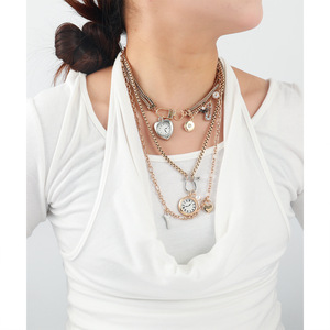 Collar Largo de Metal con Diseño de Reloj de Bolsillo <span class=keywords><strong>Retro</strong></span> Multicapa con Colgante de Corazón y Llave, Joyería de Moda Kaimei 2026 - Product Image 3