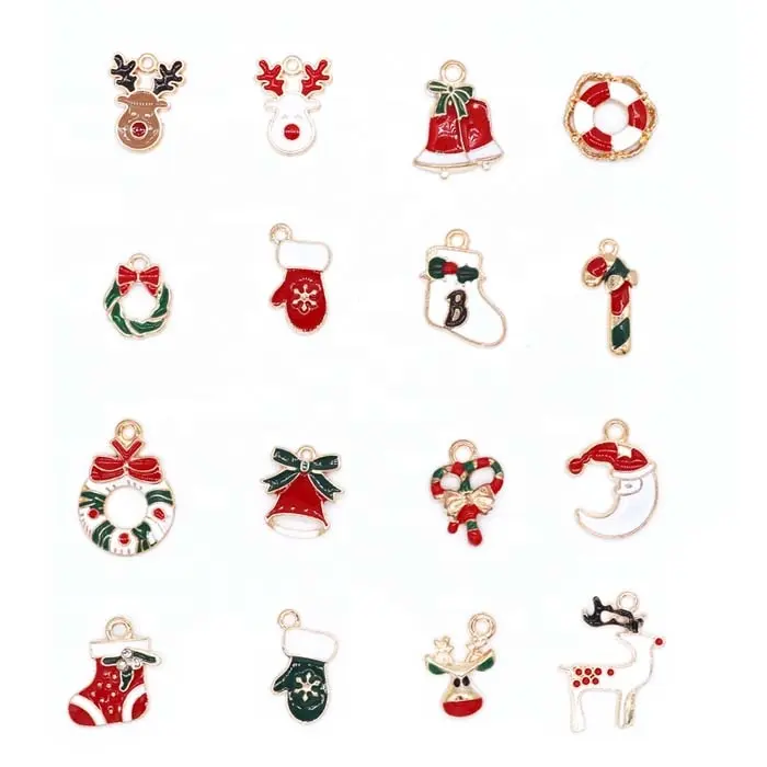 Assorted Custom Enamel คริสต์มาส Santa Claus Snowman Deer Tree พวงหรีดคริสต์มาส Charm จี้สำหรับเครื่องประดับทำ