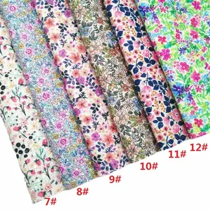 134*90CM High Quality Wholesale Spring Flower Printed Fine Glitter PU Leather For Shoes Bag Hair Accessories