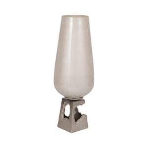 Vaso Alto in Vetro con Base in Metallo, Vaso Decorativo Moderno per Fiori, per Decorazione Tavolo e Arredamento Casa - Product Image 3