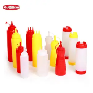 Bouteilles distributrices de ketchup de piment de restaurant avec logo personnalisé de qualité alimentaire 16 oz bouteille à presser pour sauce condiment en plastique FIFO