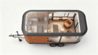 Maison mobile portable de luxe en verre pour glamping, mini-maison préfabriquée, cabane de villégiature de plage, maison d'hôtes insulaire en acier