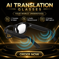 Lunettes Intelligentes de Traduction IA avec Caméra 8MP, Audio et Contrôle, Recharge Type-C pour la Communication en Voyage