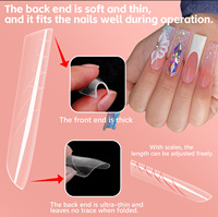 150 Pièces, 15 Tailles, Moules à Ongles Amande Style Français, pour Doigts et Orteils, Extension Rapide en Gel UV Cristal, Réutilisables, Capsules d'Ongles Artificiels pour DIY