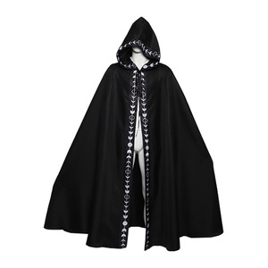 Capa con capucha negra hecha a medida para disfraz de Halloween, disfraz de adulto, tela de poliéster de color sólido, entrega rápida - Product Image 3