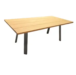 China supplier aluminum frame teak wood top outdoor dining table