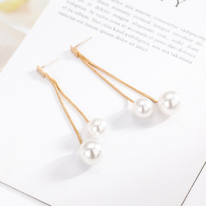 ต่างหูสำหรับผู้หญิง - ต่างหูมุกเทียมแบบยาว - ต่างหูลูกปัดเรียงสวยหรู - เครื่องประดับสุดหรู - E552 - Product Image 4