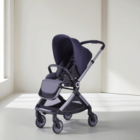 Poussette bébé de haute qualité à quatre roues, roues en PU amortissantes, pliable, cadre en alliage d'aluminium noir pour nouveau-nés Baypie BP168