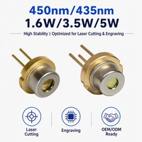 Dioda Laser Biru 435nm 450nm 1.6W 3.5W 5W TO56 untuk Pengelasan Mikro Presisi Tinggi pada Foil Tembaga dan Penandaan Laser, Pemotongan, Pengukiran